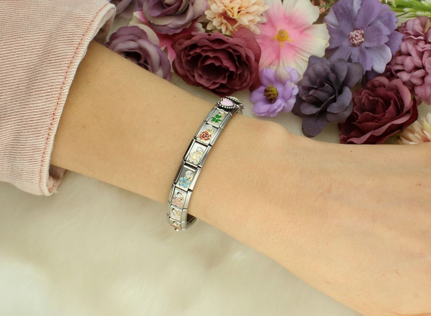 Nomination Link 18K zawieszka złoto Różowa Niezapominajka 630302 08.jpg